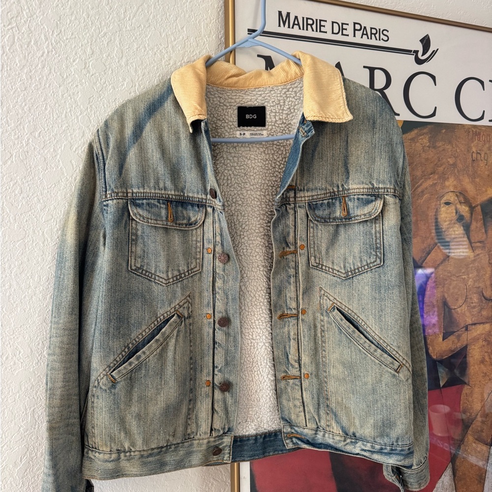 Urban Outfitters Blue Denim Jacket with Cream Collar